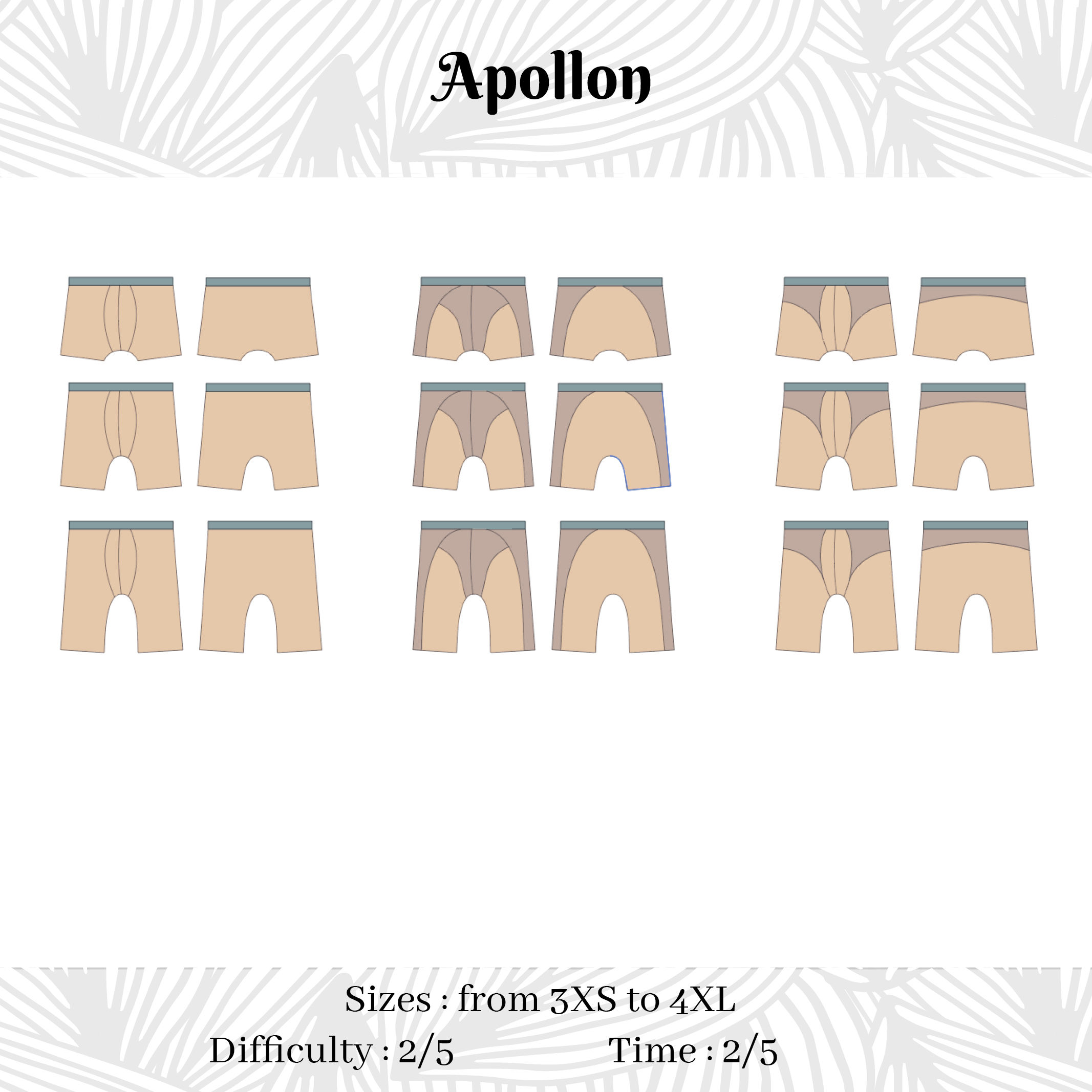 Apollon, the boxer brief pattern [Presentation article] : patron de culotte  et shorty - Étoffe Malicieuse