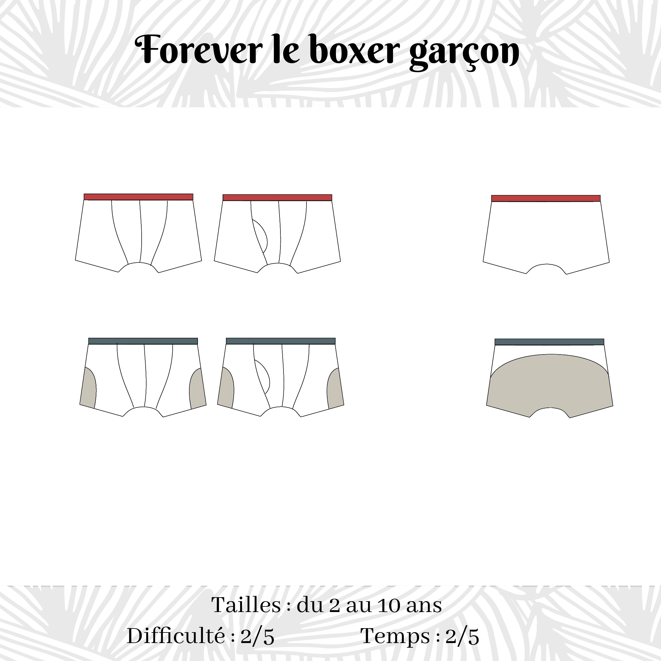 Patron couture enfant  Boxer 2-12 ans Bouvreuil - A&A Patrons